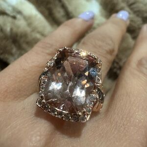 Stunning 14CT Natural Morganite & Diamond Ring 14K Size 8 Michael Valitutti